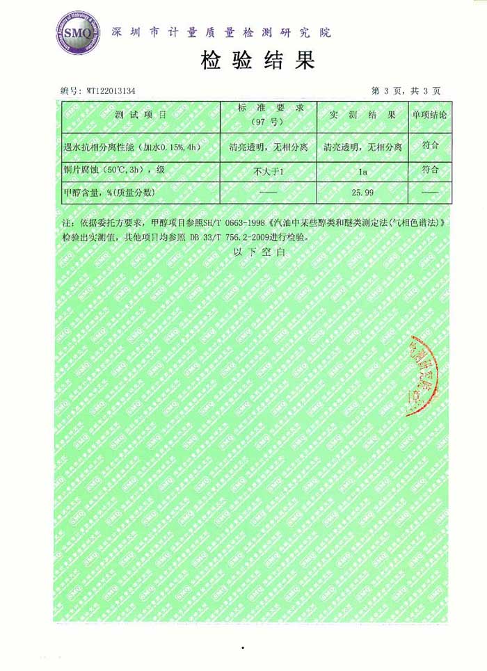 甲醇汽油质量检测