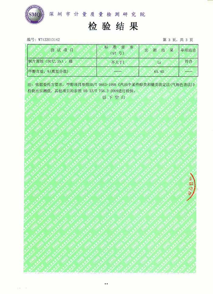 甲醇汽油质量检测