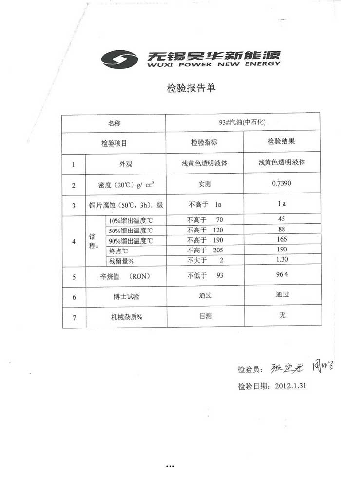甲醇汽油质量检测