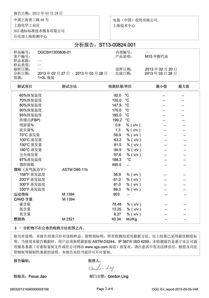甲醇汽油质量检测