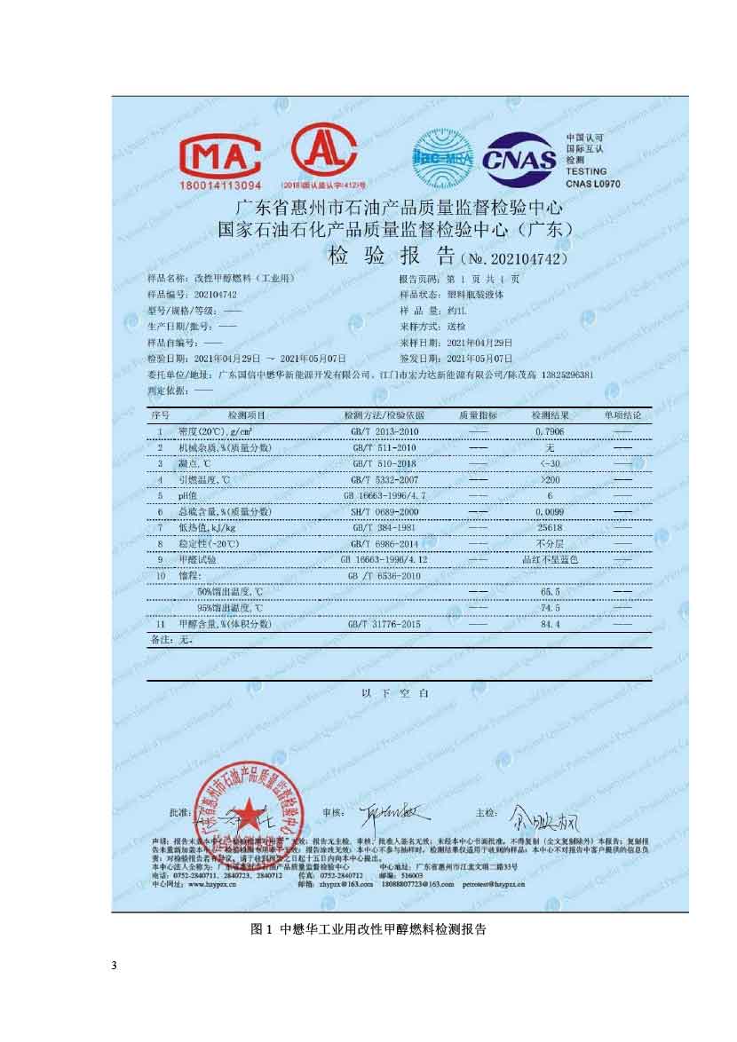 工业用改性甲醇燃料标准